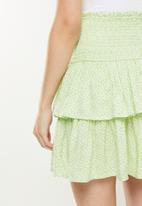 ONLY - Vicky mini smock skirt - white & green