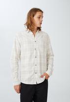 Cotton On - Camden long sleeve shirt - bone check