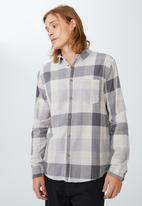 Cotton On - Camden long sleeve shirt - faded charcoal check