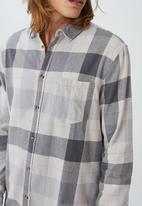 Cotton On - Camden long sleeve shirt - faded charcoal check
