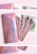 Glam Beauty - 10 Piece Shine Makeup Brush Set - Pink Metallic