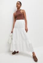 Superbalist - Anglaise tiered midi skirt - white