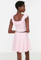 Trendyol - A-line ruffle skirt - pink