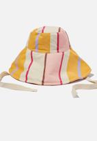 Rubi - Alice wide brim sun hat - sporty stripe orange pink