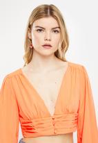 dailyfriday - Long sleeve puff crop blouse - orange