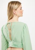 dailyfriday - Long sleeve puff crop blouse - sage