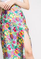 Daisy Street - Satin midi skirt - badge print