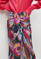 VELVET - Printed satin wrap over skirt - psychedelic print