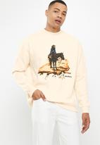 Jonathan D - Heath  fleece crewneck sweatshirt with front print - cream