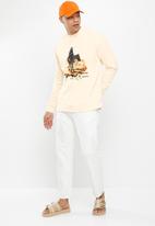 Jonathan D - Heath  fleece crewneck sweatshirt with front print - cream