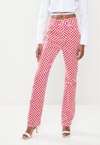 Trendyol - Printed high waist mom jeans - red & white