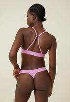Cotton On - Organic cotton branded tanga g-string brief - digital orchid