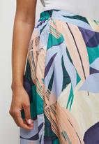 edit - Poplin tiered maxi skirt - navy & neutral abstract