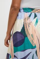 edit - Poplin tiered maxi skirt - navy & neutral abstract