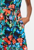 AMANDA LAIRD CHERRY - Cubhu dress -  black, red, blue & green floral