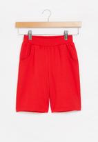 POP CANDY - Boys plain fleece shorts - red