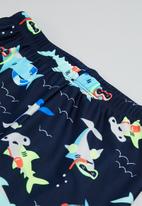 POP CANDY - Boys shark printed swim set - blue & white