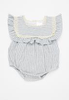POP CANDY - Baby stripe playsuit - white & grey