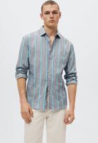 MANGO - Antilla striped cotton shirt - navy