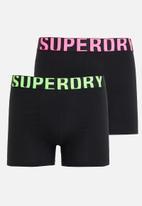 Superdry. - Boxer dual logo 2 pack - black