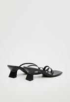 MANGO - Two leather heel mule - black