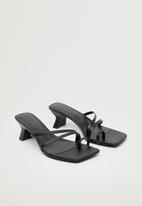 MANGO - Two leather heel mule - black