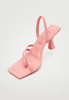 MANGO - Cora strappy heeled leather sandal - light pastel pink