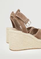 MANGO - Crossed leather espadrille wedge heel - light pastel brown