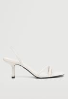 MANGO - Triangle strappy heeled leather sandal - white