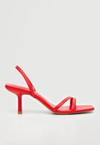 MANGO - Triangle strappy heeled leather sandal - red