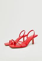 MANGO - Triangle strappy heeled leather sandal - red