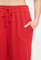 Cotton On - Plush wide leg track pant - racing red