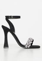 Footwork - Mintak ankle tie diamante heel - black