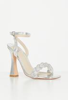 Footwork - Mintak ankle tie diamante heel - silver