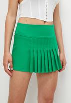 Blake - Front pleat mini skirt - green