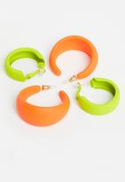 Superbalist - Karolina hoop earring pack - green & orange
