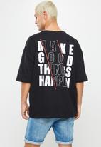 Trendyol - Make good things happen oversized fit tee - black