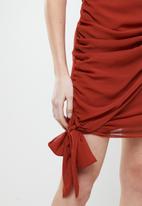 Trendyol - Drape detailed chiffon dress - cinnamon