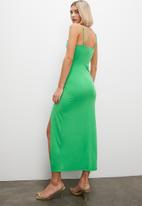 VELVET - Midi cowl neck dress with drape detail - green