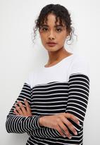 edit - Border stripe tee dress - black & white