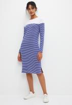 edit - Border stripe tee dress - royal blue & white