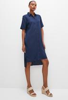 edit - Boxy fit linen shirt dress - navy