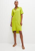 edit - Boxy fit linen shirt dress - acid lime