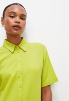 edit - Boxy fit linen shirt dress - acid lime