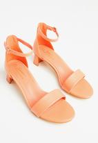 Seduction - Ankle tie barely there block heel - orange