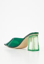Seduction - Barely there square toe block heel mule - emerald green