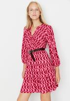 Trendyol - Print wrap dress - plum