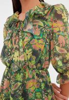 Trendyol - Floral ruffle detail dress - green