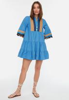 Trendyol - Embroidery and tassel detail dress - blue