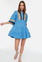 Trendyol - Embroidery and tassel detail dress - blue